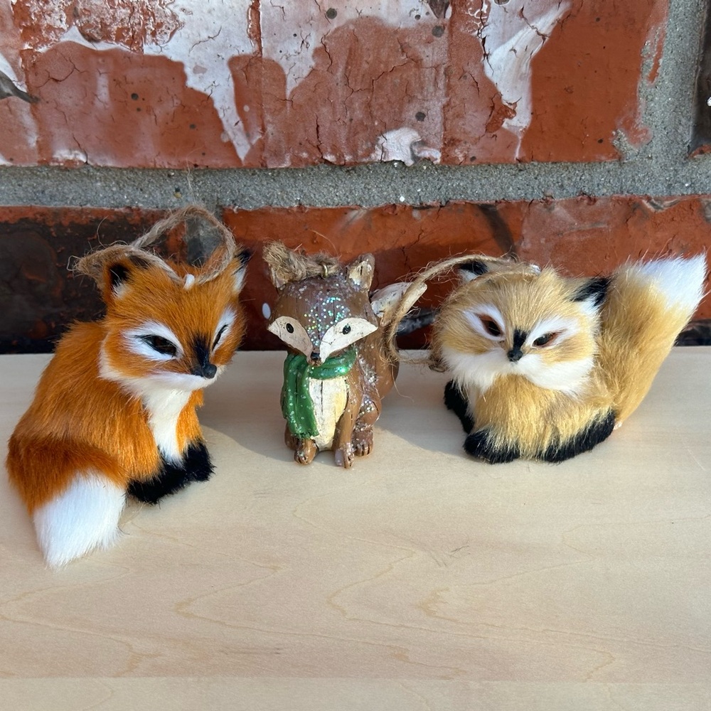Set of 3 Fox Christmas Ornaments